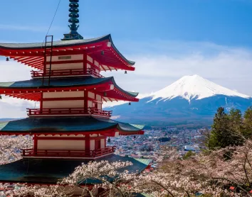 Temple Japon Mont Fuji Vue Paysage